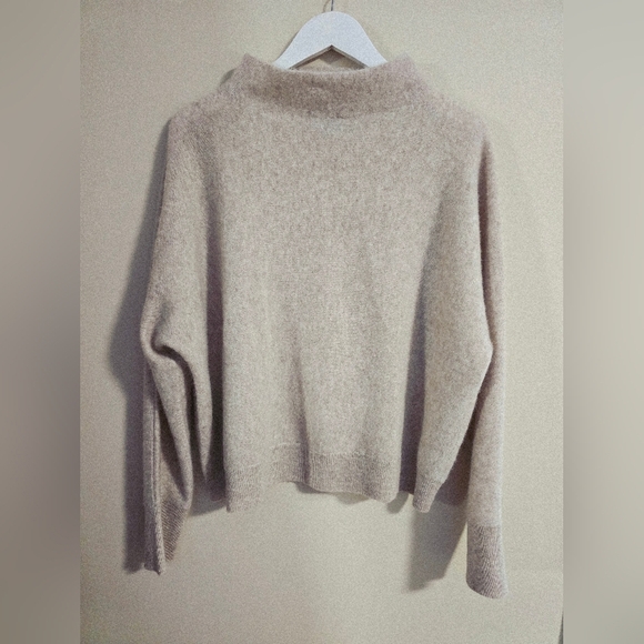 TAHARI 100% CASHMERE Mockneck Raglan Sleeve Beige Size XL - Picture 2 of 6